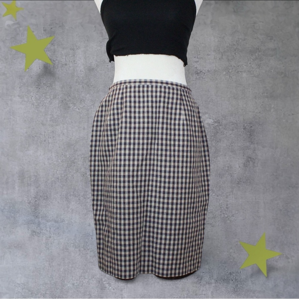 Vintage Gingham‎ Plaid Midi Skirt Size Small